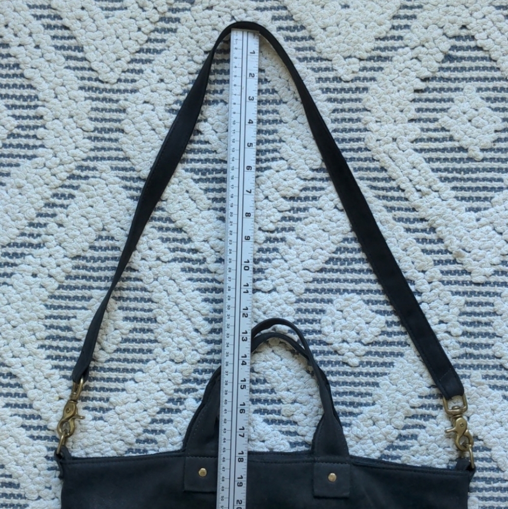 Clare V. Black Suede Leather Crossbody Satchel Bag - Picture 10 of 15